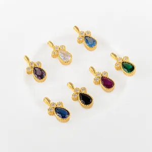 S925 sterling silver colorful teardrop pendants with gold plating and sparkling star accents