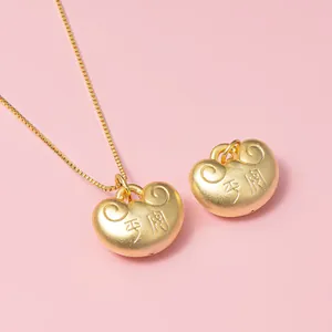 S999 Sterling Silver Fu Blessing Ping'an Lock Pendant 3D Hard Silver DIY Jewelry Accessory For Necklace Bracelet Weaving