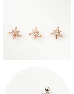 Detalle de bases de colgante en plata oro rosa con circonitas en forma de hoja