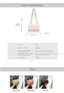 Quilted crossbody bag dimensions 19x14x8cm with chain strap and PU leather detail