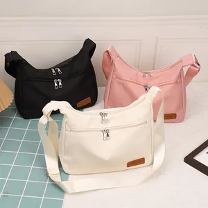 Women Waterproof Nylon Large Capacity Dumpling Crossbody Bag Fashion Versatile Casual Street Style Shoulder Bag Dual Zipper
