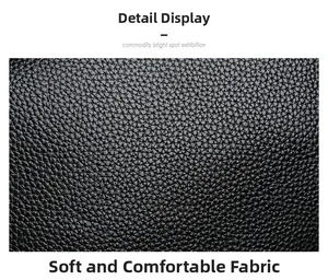 Detail shot of black litchi grain leather texture showing soft and durable material