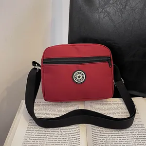 Women Casual Nylon Crossbody Bag Lightweight Small Square Shoulder Bag With Sport Star Logo For Daily Travel