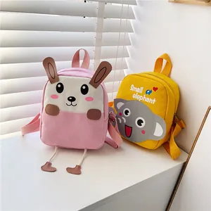Mignon Sac à Dos Mini pour Enfants Animaux Dessin Animé Toile Lapin Éléphant Cartable Léger Respirant Sac de Voyage pour Enfants