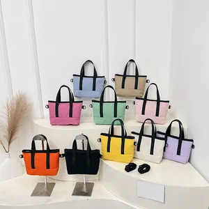 Sac Bandoulière Mini Tote en Nylon Minimaliste pour Femmes Sac à Main Couleur Contrastée Avec Bandoulière Amovible Réglable