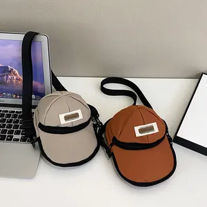 Creative Baseball Cap Shaped Nylon Crossbody Bag For Women Streetwear Fashion Adjustable Shoulder Mobile Phone Storage Bag