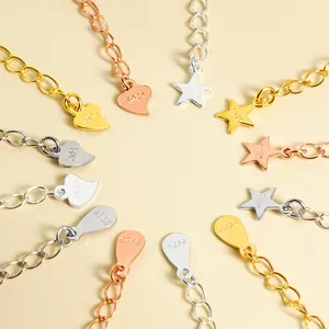 S925 Sterlingsilber Verlängerungsketten mit Herz- und Sternanhängern in Gold und Rosegold