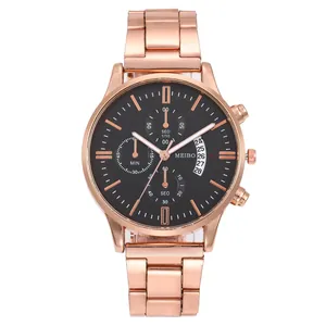 Men Business Quartz Watch Alloy Metal Band Analog Display With Date Calendar Round Dial Casual Fashion Luxury Wristwatch