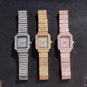 Set orologio donna quadrato con strass in argento, oro e oro rosa per uno stile elegante