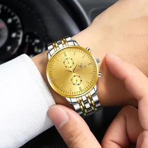 Elegant silver and gold-toned men's quartz watch with Orlando logo and sunburst dial