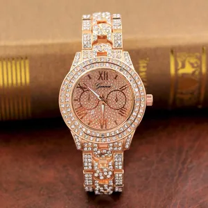 Geneva Luxus Strass Damen Uhr Mode Legierung Quarzuhr Für Damen Party Schmuck