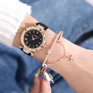 Damen-Uhr-Set in Roségold mit Sternenzifferblatt und Zirkonia-Sternenarmband