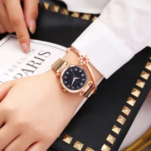 Montre ciel étoilé or rose avec bracelet magnétique et parure de bracelet étoile