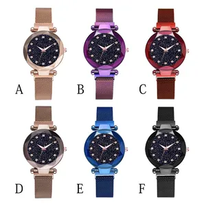 Collection of women's starry sky watches with Milanese magnetic bands and faceted glass