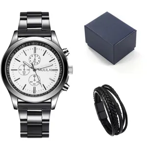 Dettaglio del set orologio business MULILAI con cinturino in acciaio e bracciale intrecciato