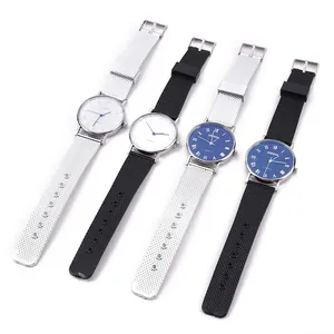 Montres à quartz Geneva pour hommes avec chiffres romains et bracelet en maille texturée