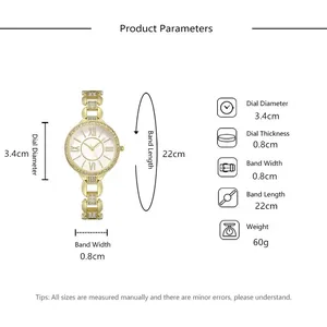 Guida alle taglie dettagliata con diametro del quadrante di 3,4 cm dell'orologio