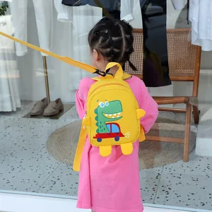 Kleinkind gelber Dinosaurier Rucksack mit Sicherheitsleine für Jungen und Mädchen