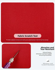 Detail of red oxford fabric showing wear resistance and anti-scratch material performance