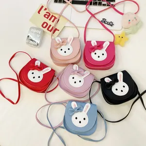 Süße Hasen Design Kinder Umhängetasche PU Leder Mini Münzbörse Für Mädchen Koreanischer Stil Prinzessin Kleine Schultertasche Mit Schleife