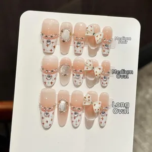 Detailed comparison of medium coffin, medium oval, and long oval nail shape options