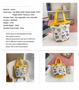 Detailed size comparison of cute canvas bucket bag with A4 magazine and phone scale