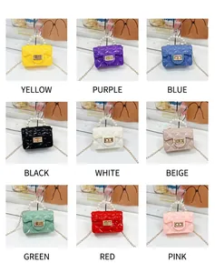 Mini sac en gelée matelassé pour enfants en neuf couleurs avec poignée en perles