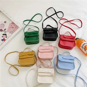 Kids Mini Bow Crossbody Bag Cute PU Leather Small Shoulder Bag For Toddler Girls Princess Messenger Bag Handbag Purse Gift