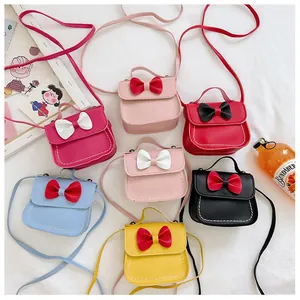 Sac à Bandoulière Mignon pour Filles avec Nœud Papillon en Cuir PU Mini Sacoche de Princesse Mode Dessin Animé Porte-monnaie Cadeau
