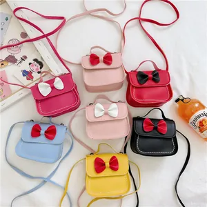 Kinder Mini Schleife Umhängetasche Süße PU Leder Handtasche Kleine Quadratische Schultertasche Für Mädchen Kleinkinder Mode-Accessoire