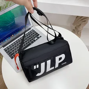 Minimalist Japanese Style Messenger Bag Nylon Cylinder Crossbody Bag Large Capacity Letter Print Shoulder Bag For Men Women Streetwear Casual Daily Use
