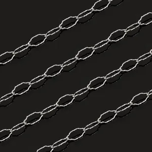 Polished diamond-cut stainless steel rhombic link chain for DIY jewelry making