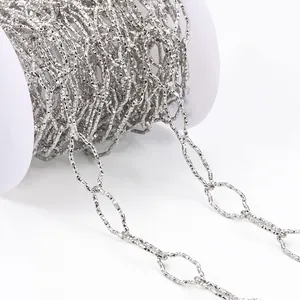 Stainless Steel Rhombic Hammered Textured Chain For DIY Jewelry Making Necklaces Bracelets Jewelry Supplies Bulk Accessories Fashion Accessory