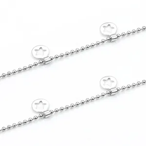 Silver stainless steel ball chain with star charms for DIY jewelry making
