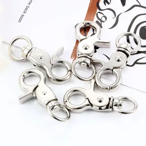 Lot de 5 grands fermoirs mousquetons argentés avec émerillon pour sacs et bijoux