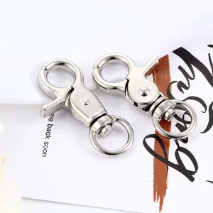 Paire de mousquetons pivotants en métal argenté poli pour bijoux DIY et accessoires