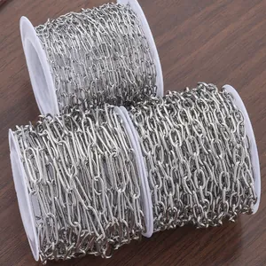 Bulk silver stainless steel flat oval link chains on reels for DIY jewelry making