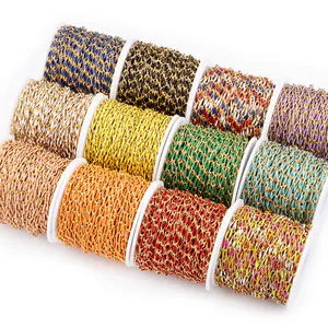 Set of 12 colorful stainless steel DIY jewelry chains on spools for necklaces and bracelets