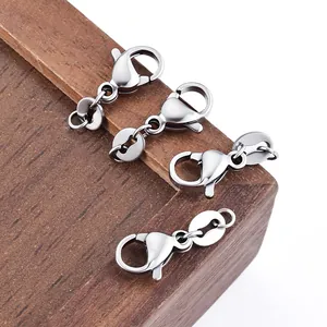 Polished 304 stainless steel lobster clasps with jump rings for DIY jewelry making
