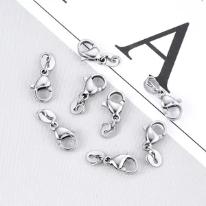 Macro view of 304 stainless steel lobster clasps with jump rings for jewelry making