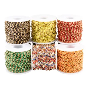 Close-up of colorful enamel lip chains in six colors for DIY jewelry making accessories