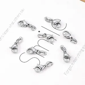Macro view of 304 stainless steel lobster clasps with jump rings for jewelry making