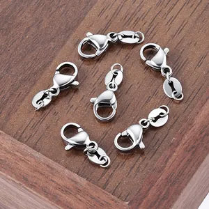 304 Stainless Steel Lobster Clasp For DIY Jewelry Making Necklace Bracelet Connector Claw With Jump Ring Lip Plate