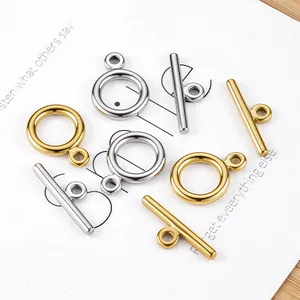 Polished stainless steel OT toggle clasps for DIY jewelry necklace making in gold and silver
