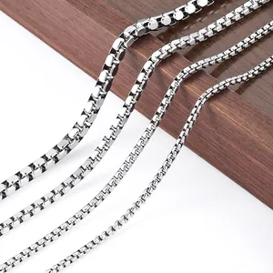 Stainless Steel Box Chain For DIY Jewelry Making Polished Venetian Chain Link For Necklace Bracelet Minimalist Accessories Unisex