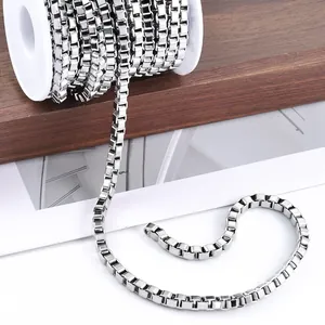 Chaîne Box en Acier Inoxydable 304 Maillon de Vrac pour Création Bijoux DIY Bracelet Collier Accessoires Couleur Argent Chaîne Métal Poli