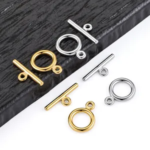 Polished stainless steel OT toggle clasps for necklaces and bracelets in gold and silver