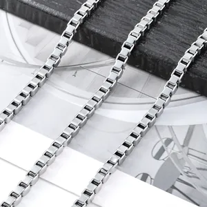 Chaîne box 5mm en acier inoxydable argenté pour colliers DIY avec finition miroir