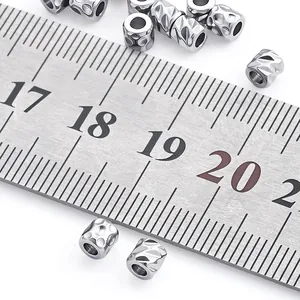 Strukturierte Edelstahl Zylinderperlen für DIY Schmuck Ketten und Armbänder Zubehör