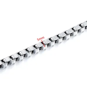 Chaîne box 5mm en acier inoxydable argenté poli pour la fabrication de bijoux DIY